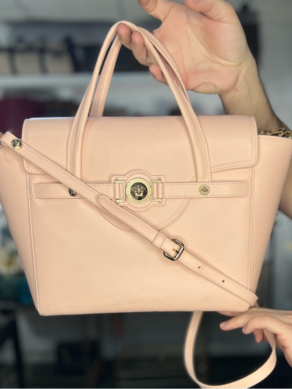 VERSACE LIGHT PINK 2 WAY BAG